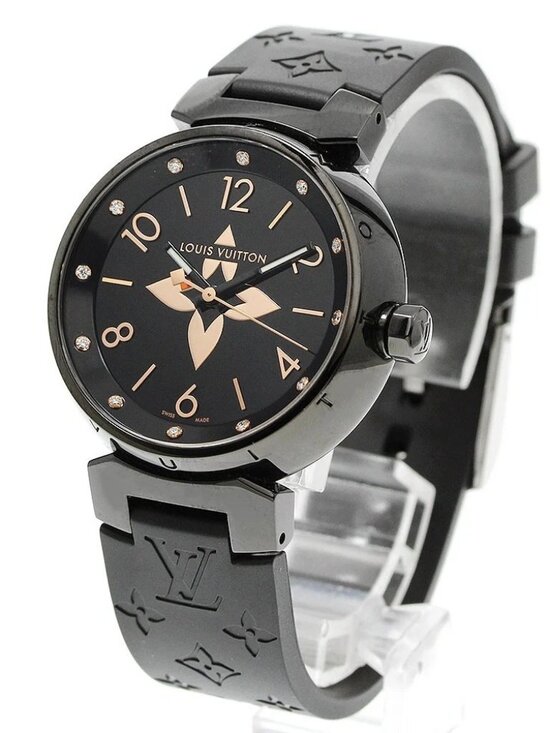 LOUIS VUITTON Tambour QA156 12P diamond black Dial Quartz Ladies Watch_941959 main image 7